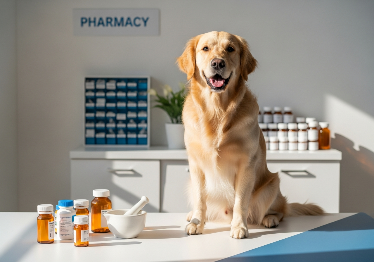 Dog receiving medication at City Life Pharmacy in Toronto - veterinary prescription filling